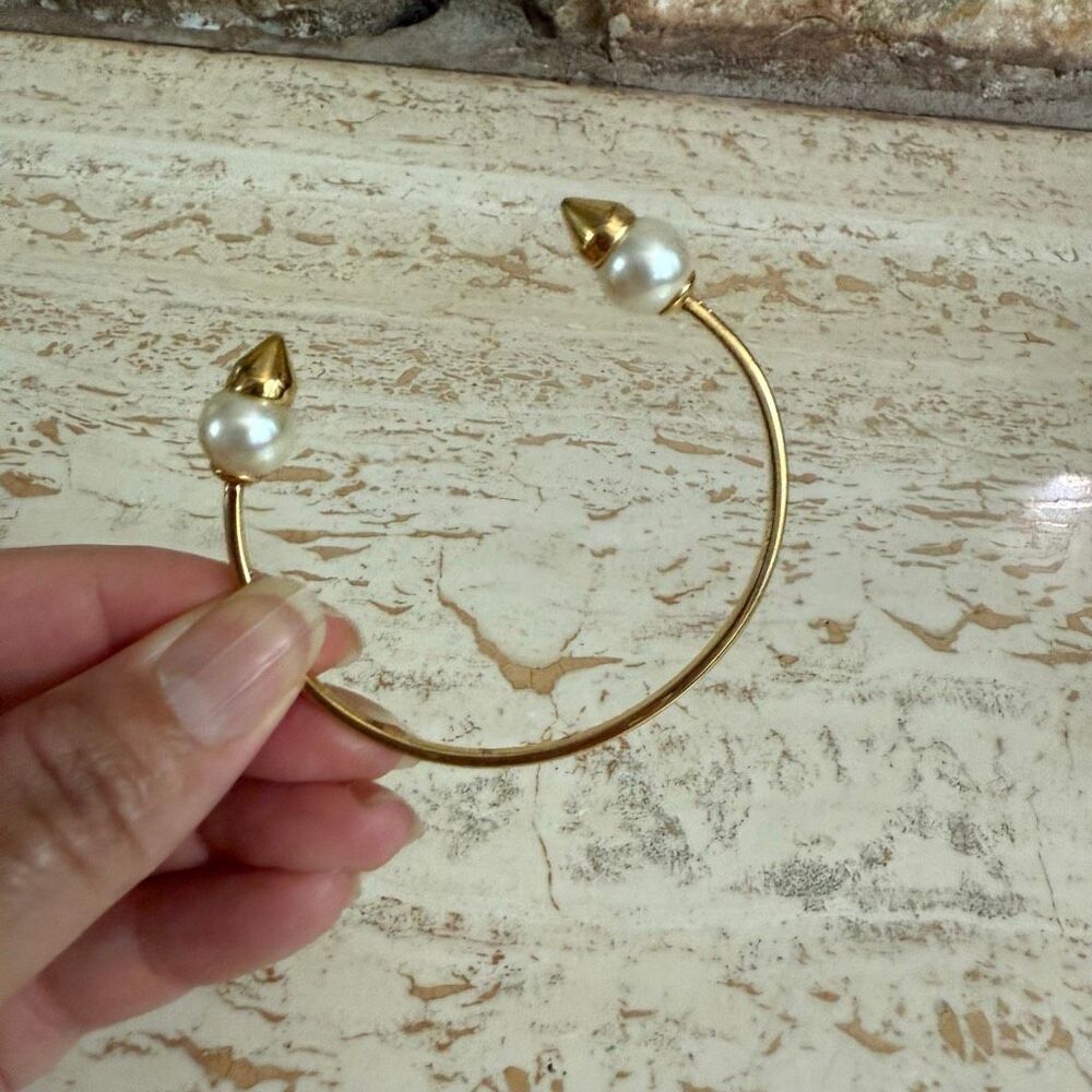 Stella & Dot pearl spike cuff bracelet gold